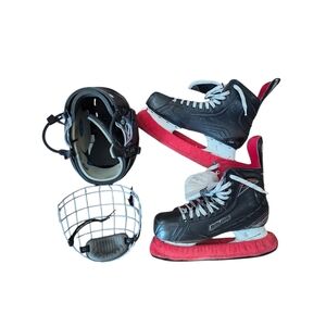 Bauer Vapor X400 Light Speed Pro Hockey Ice Skates Siz 13.5 Black Helmet BHH5100